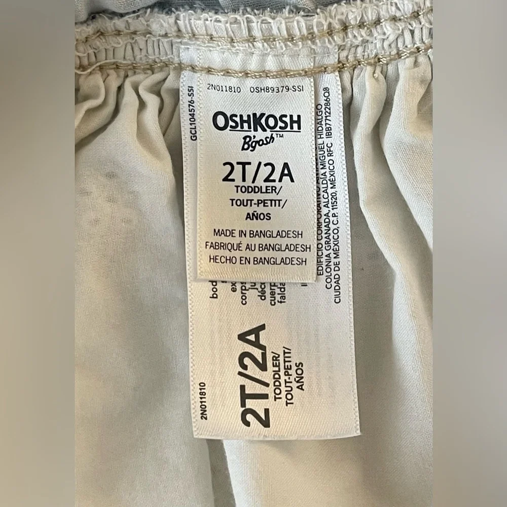 OshKosh B'gosh Denim and Eyelet Overall Dress - Size: 2T - Adjustable Strapes